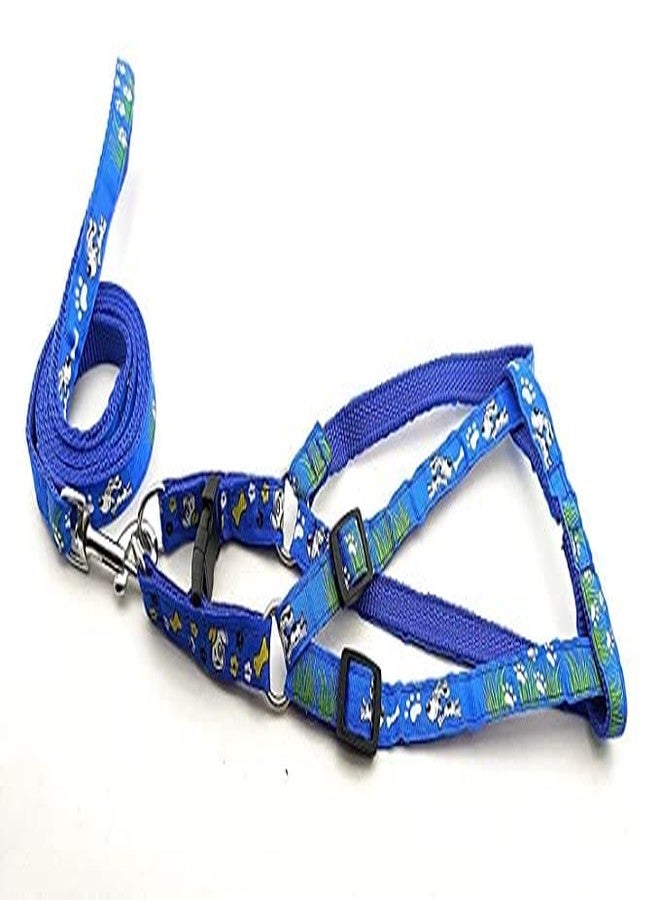 Pups&Pets طقم مقود قابل للتعديل من Pups&Pets للحيوانات الأليفة مقاس 15 مم مع سرج، مصنوع من النايلون المطبوع عليه رسومات جراء، مناسب للكلاب الصغيرة والمتوسطة (أزرق). - Image 4